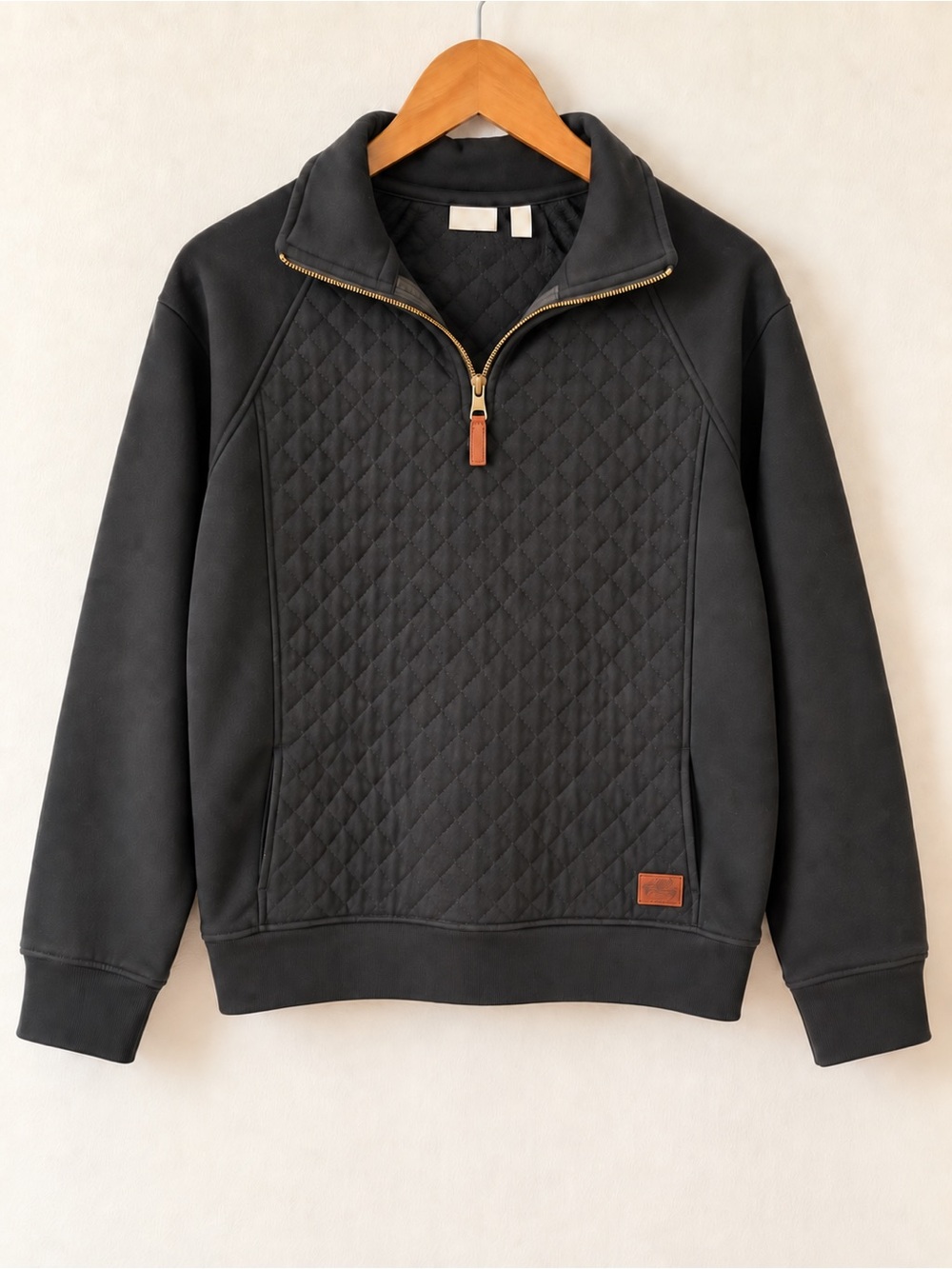 L.L. Bean Quilted Half-Zip Sweatshirt Jacket in Black